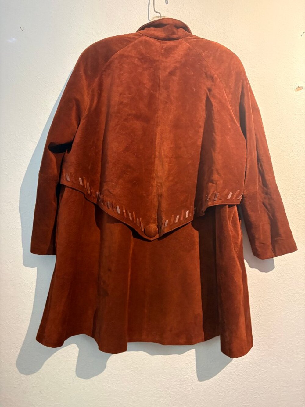 Vintage Lillie Rubin Genuine Leather Suede Cape Coat Brown S - Picture 5 of 9